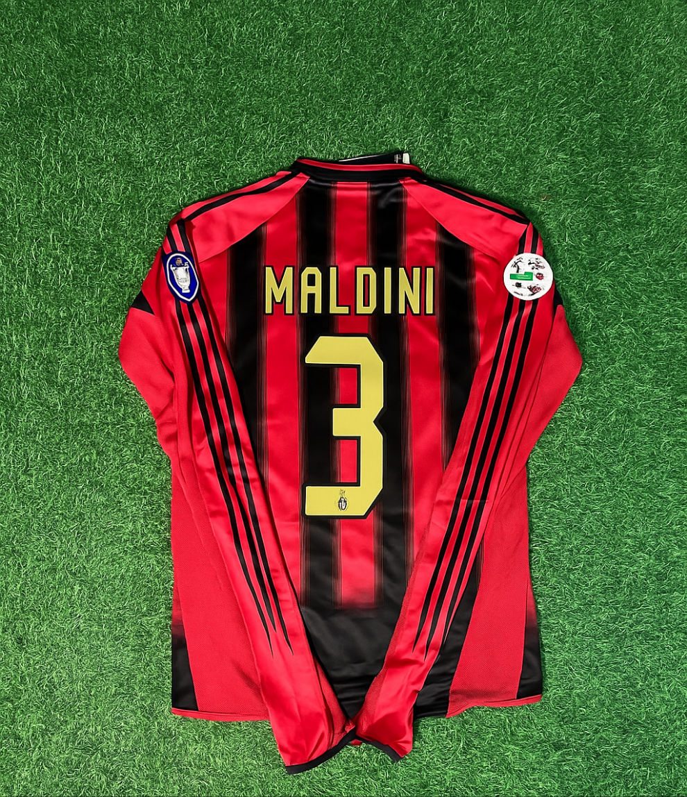 Maillot rétro domicile rouge et noir Paolo Maldini 3 – Milan 2003/2004