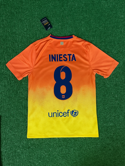 Andres Iniesta 6 – Barcelona 2012–2013 Orange Retro Kit Jersey – | Trikot | Maillot Soccer Shirt