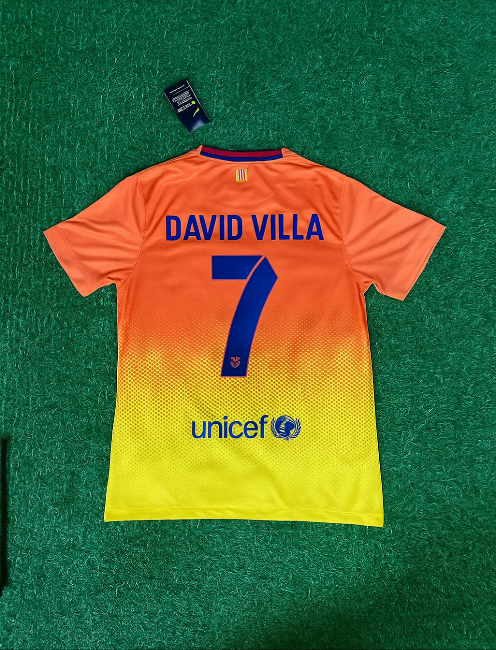 David Villa 7 – Barcelona 2012–2013 Orange Retro Kit Jersey – | Trikot | Maillot Soccer Shirt