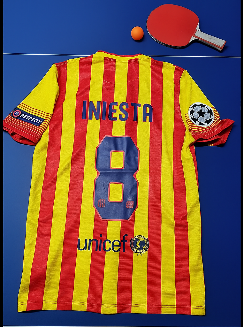 Andres Iniesta 8 - Barcelona 2013/2014 Yellow Red Retro Jersey Trikot