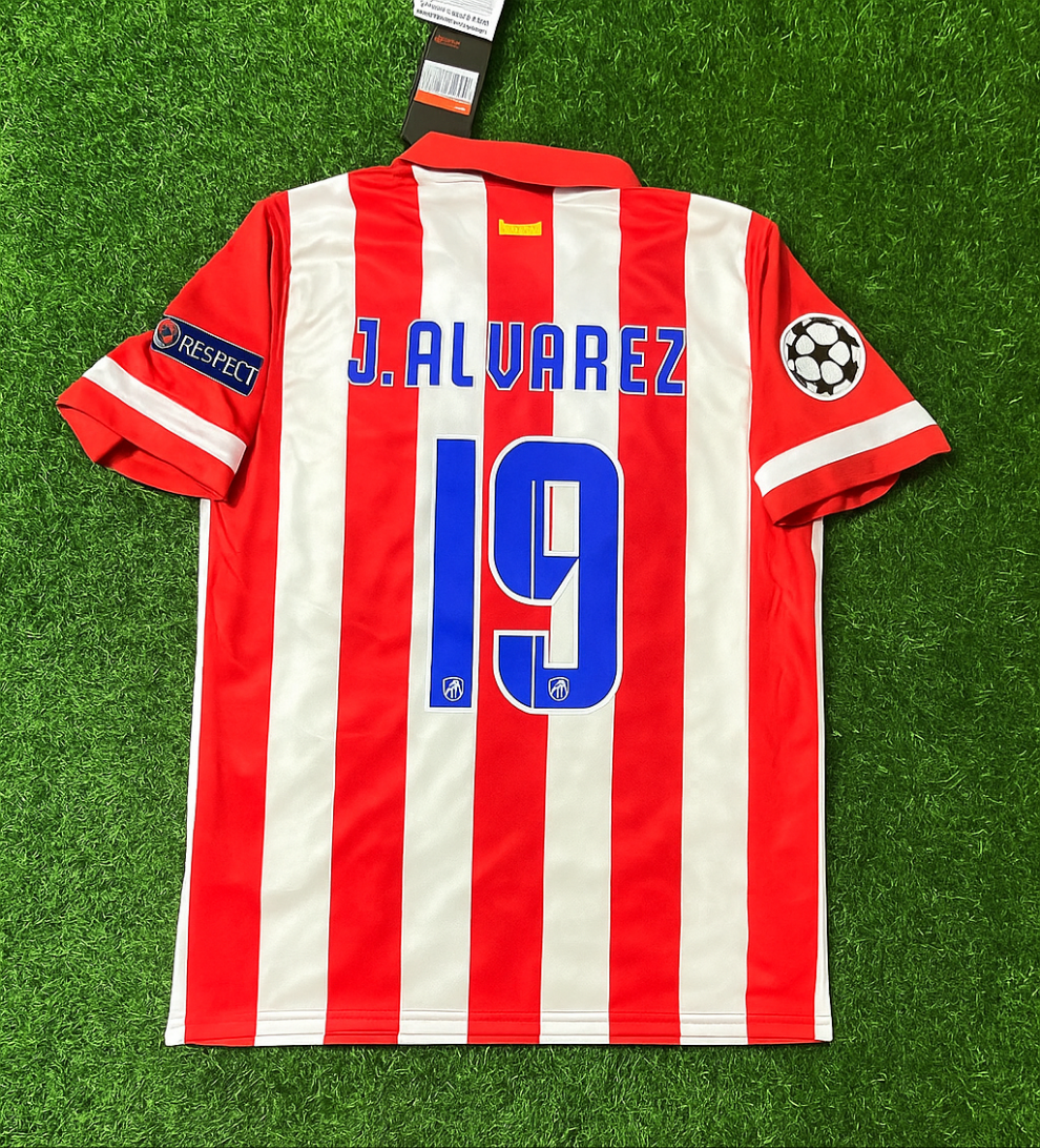 Julian Alvarez 19 Atlético Madrid Home 2013/14 Jersey Red and White Retro Kit Trikot Jersey Maillot Soccer Shirt