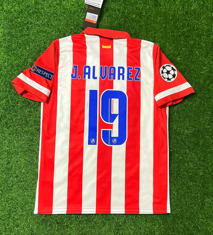 Julian Alvarez 19 Atlético Madrid Home 2013/14 Jersey Red and White Retro Kit Trikot Jersey Maillot Soccer Shirt