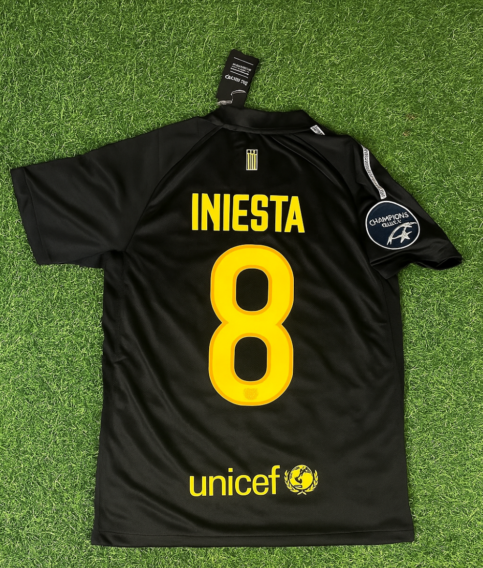 Andres Iniesta Black Barcelona 2011/12 Retro Kit Shirt Jersey Trikot Maglia