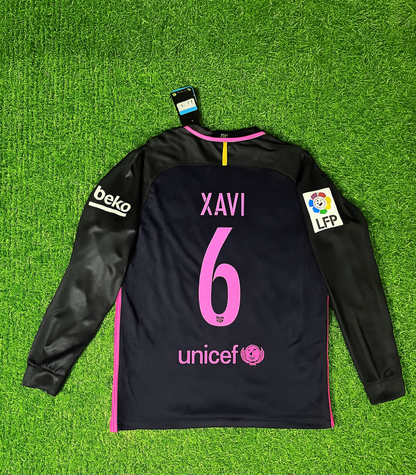 Xavi Hernandez Barcelona 14/15 Retro Pink Printing Long Sleeve Jersey Maillot Trikot Maglia
