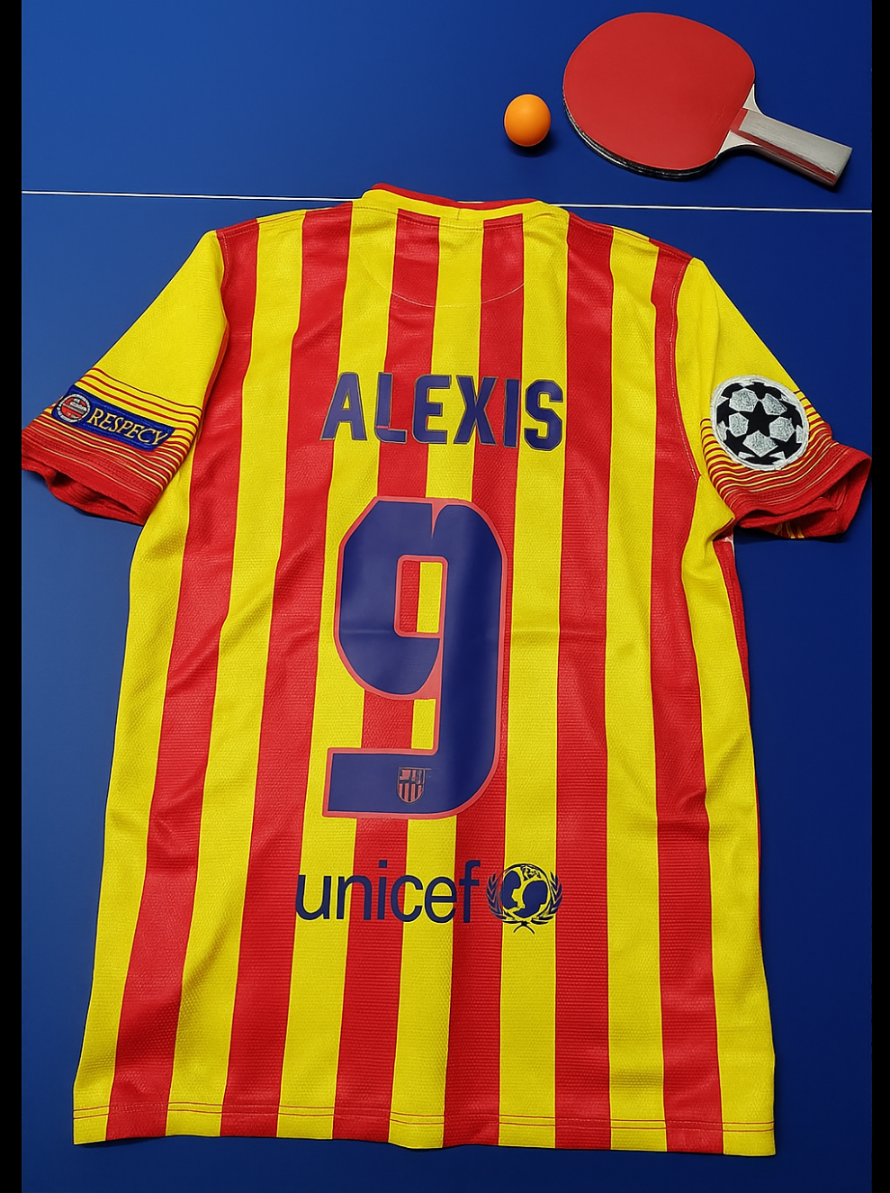 Alexis Sanchez 9 – Barcelona 2013/2014 Gelb-Rotes Retro-Trikot