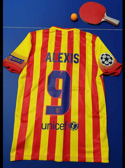 Alexis Sanchez 9 – Barcelona 2013/2014 Gelb-Rotes Retro-Trikot