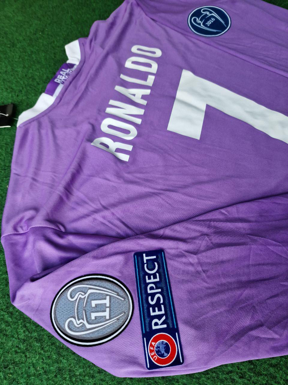 Cristiano Ronaldo Real Madrid Purple Retro Long Sleeve Top Quality Football Jersey Trikot