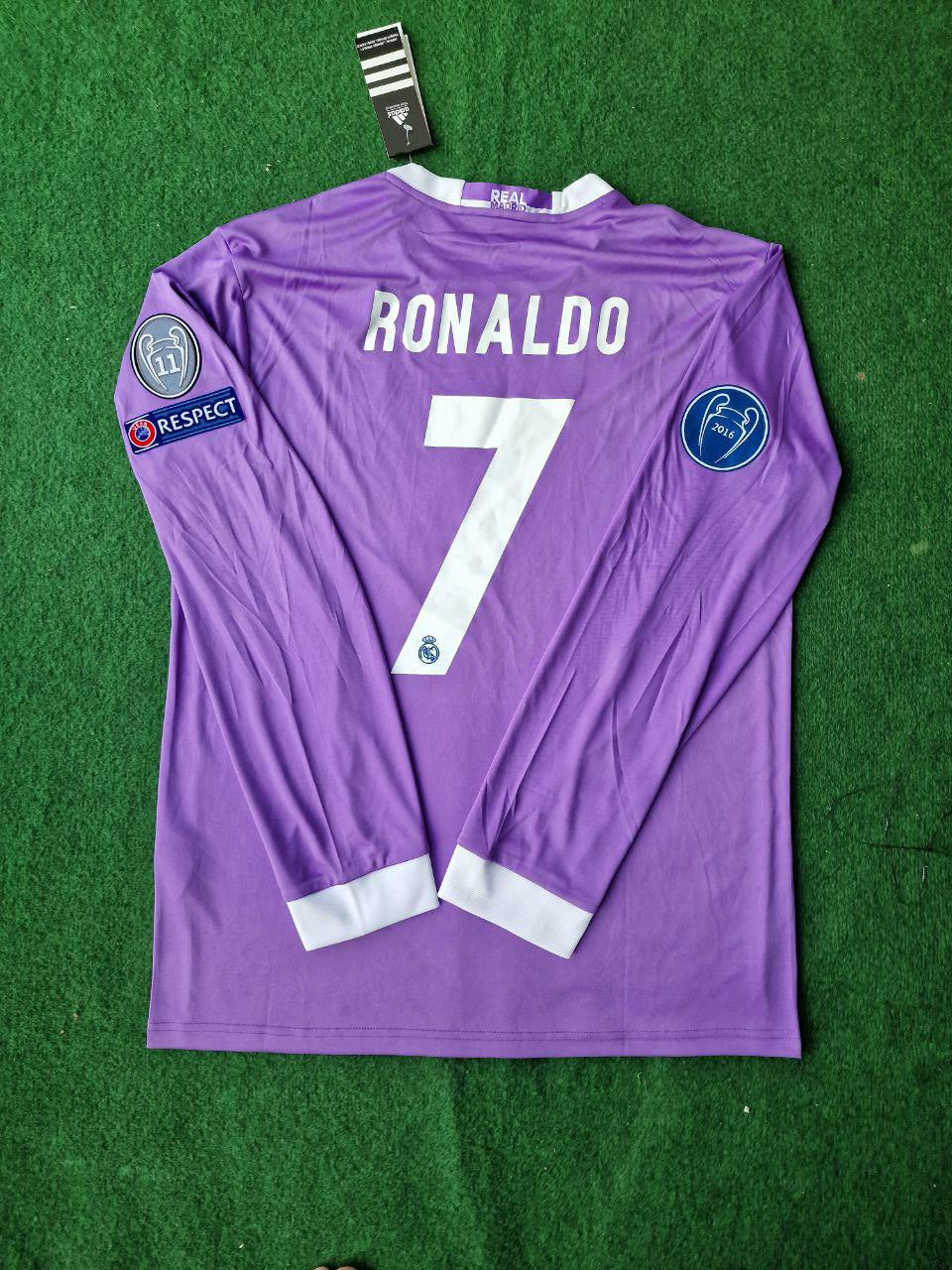 Cristiano Ronaldo Real Madrid Purple Retro Long Sleeve Top Quality Football Jersey Trikot