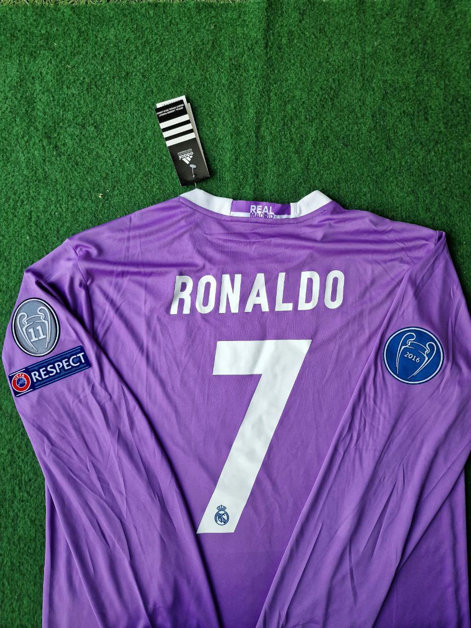 Cristiano Ronaldo Real Madrid Purple Retro Long Sleeve Top Quality Football Jersey Trikot