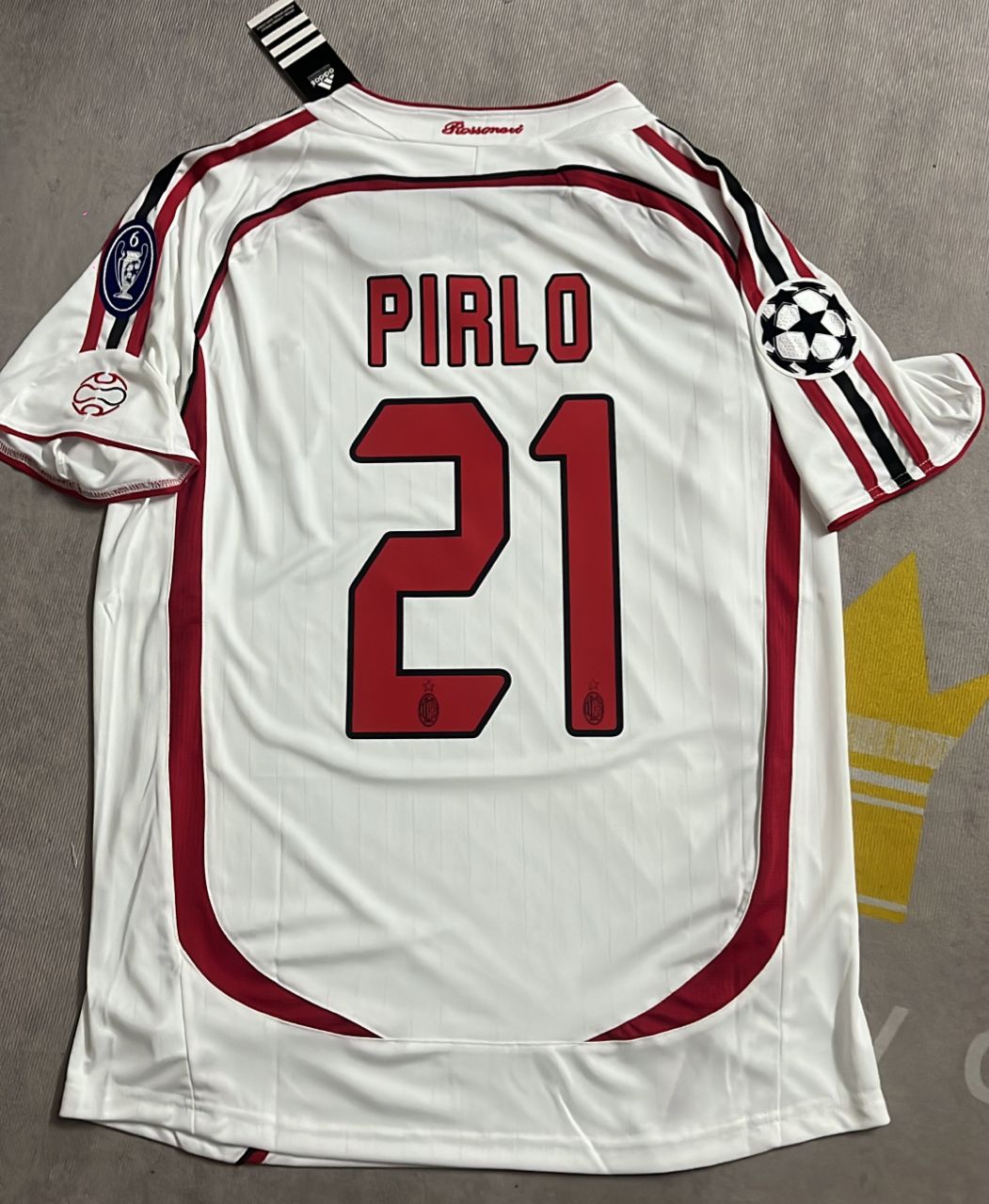 Andrea Pirlo Milan 2007 Final Athene Champions League Final White Retro Football Jersey