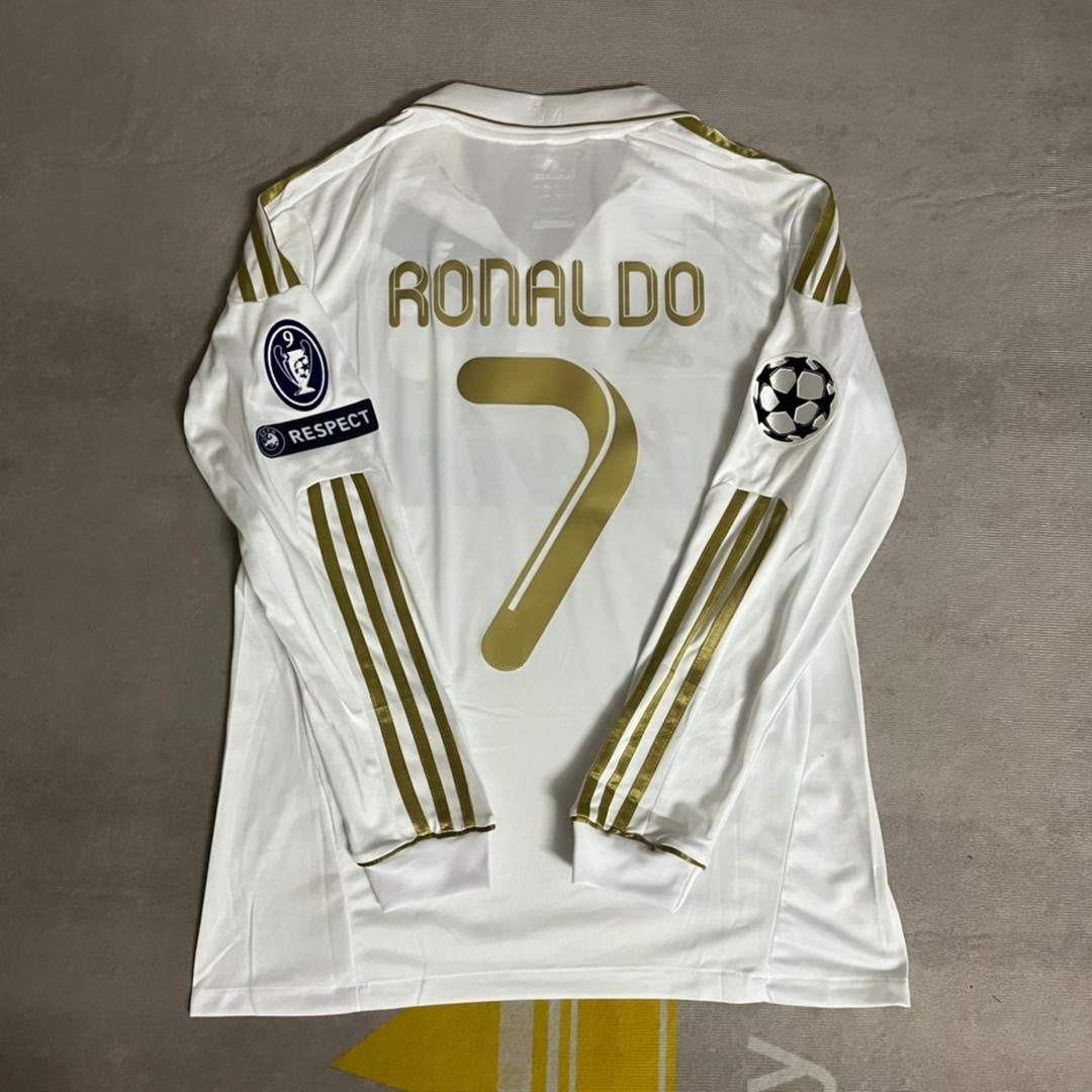 Cristiano Ronaldo Real Madrid 2011-2012 White Long Sleeve Jersey Soccer Shirt