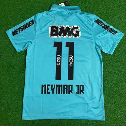 Neymar JR Santos FC 2011 2012 Retro Blue Green Turquoise Jersey Trikot