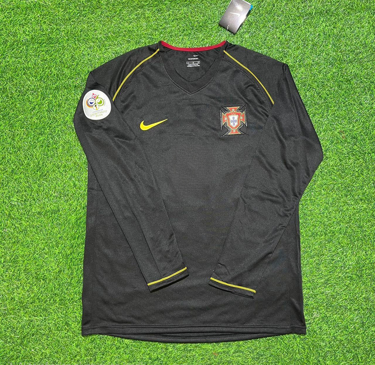 Portugal 2006 World Cup Long Sleeve Black Retro Football Jersey