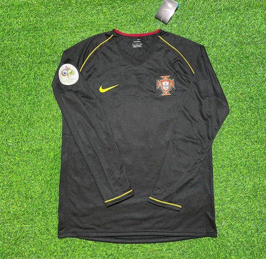 Portugal 2006 World Cup Long Sleeve Black Retro Football Jersey