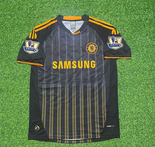 Chelsea 2010 2011 Away Retro Black Orange Football Jersey