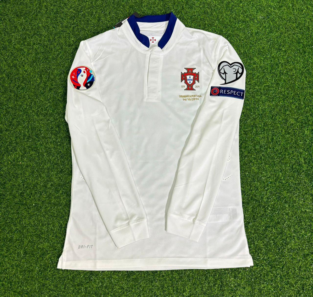 Portugal EURO 2016 White Long Sleeve Retro Football Jersey