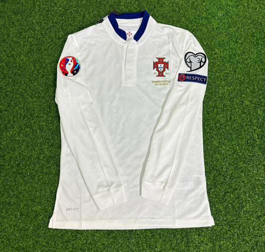 Portugal EURO 2016 White Long Sleeve Retro Football Jersey