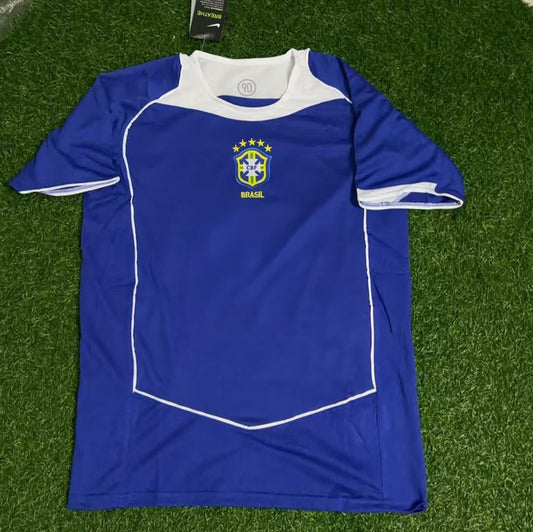 Kit Maillot de Football Rétro Bleu Brésil 2004