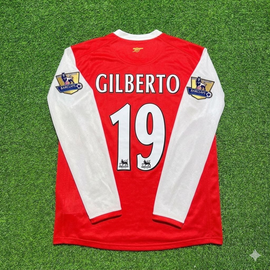 Gilberto Silva #19 Arsenal 2006 2007 Home Long Sleeve Retro Jersey