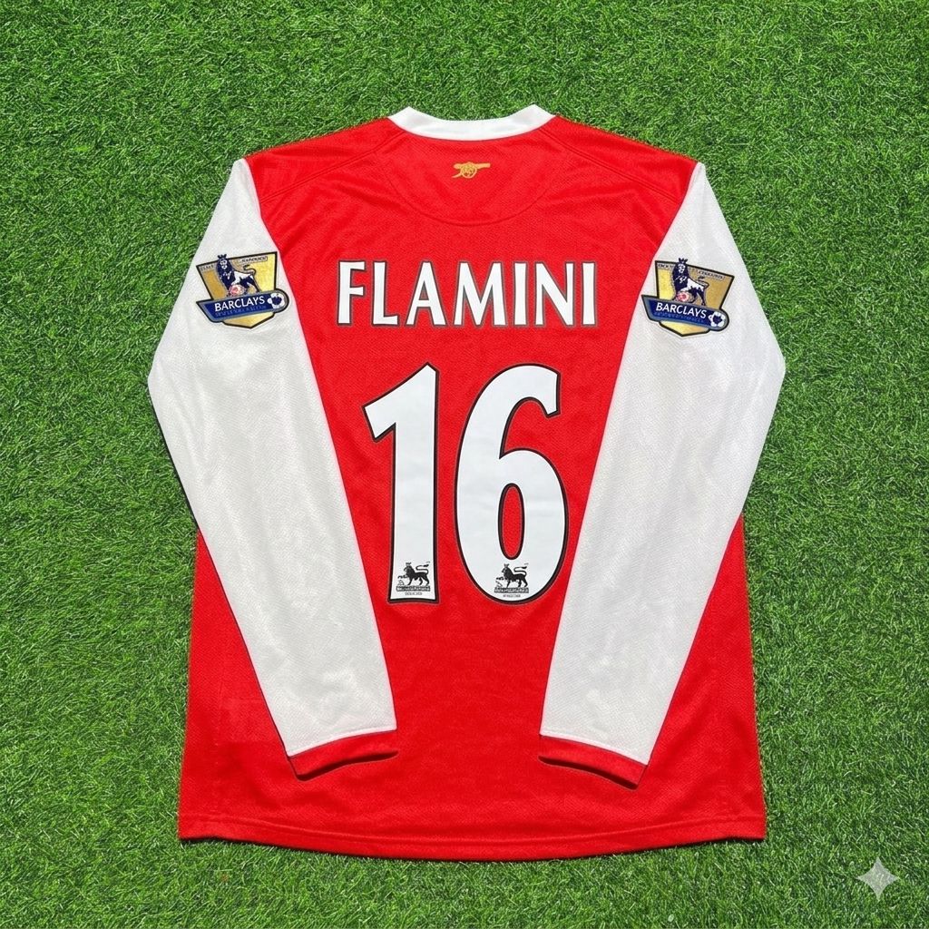 Mathieu Flamini #16 Arsenal 2006 2007 Home Long Sleeve Retro Jersey