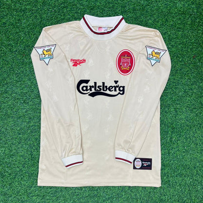 Robbie Fowler Liverpool 1996 1997 Retro Away White Long Sleeve Jersey