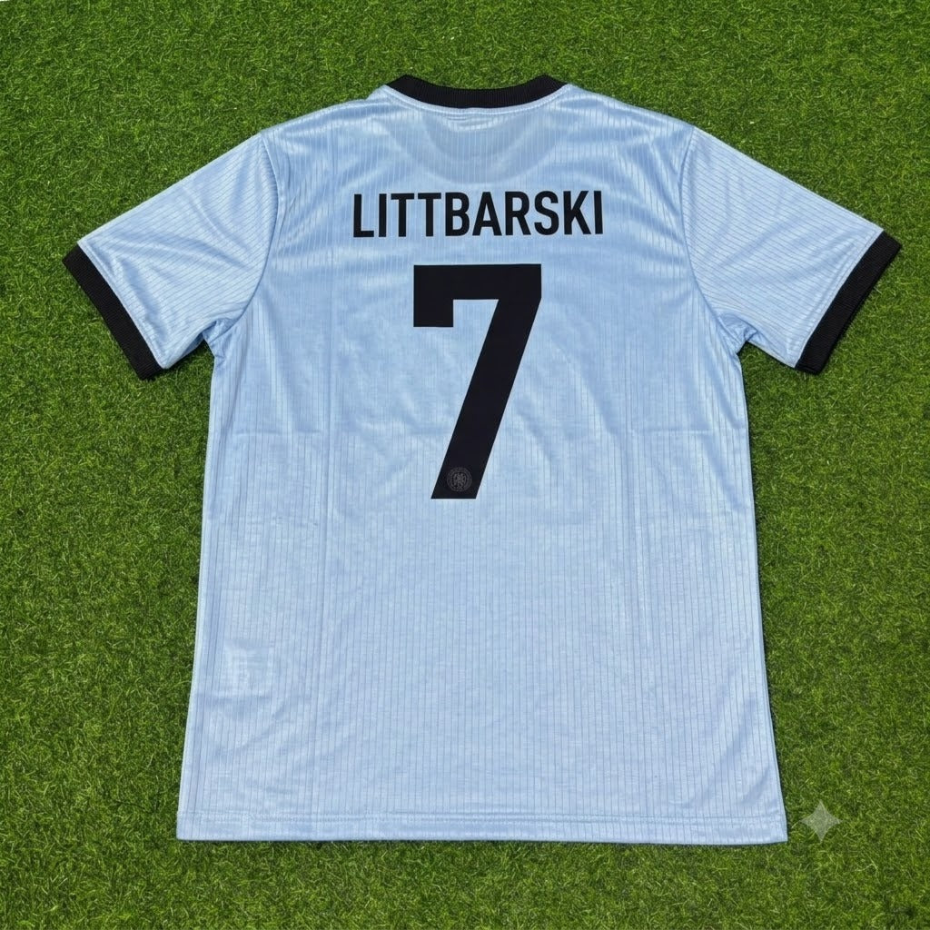 Pierre Littbarski Germany 125th Year Special Clear Blue Retro Football Jersey