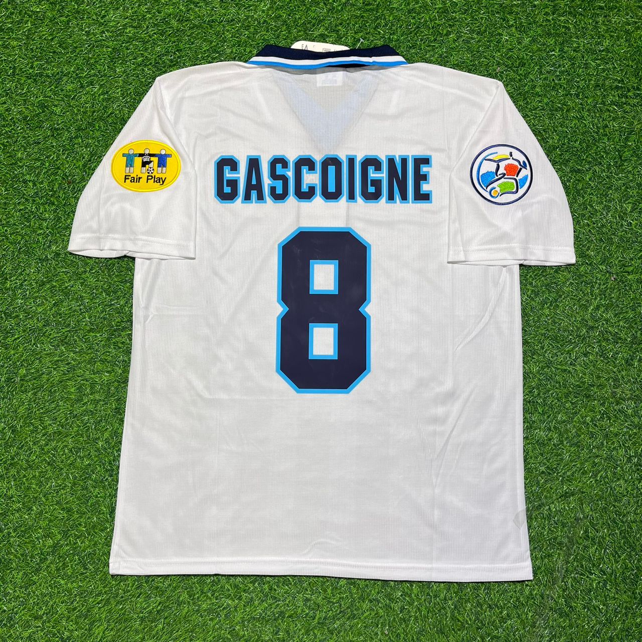Paul Gascoigne 1996 White Retro Long Sleeve Jersey