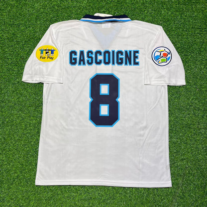 Paul Gascoigne 1996 White Retro Long Sleeve Jersey