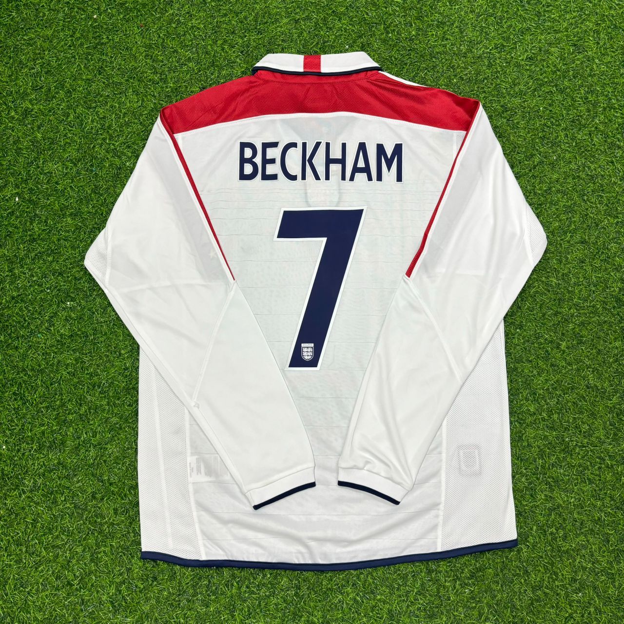 David Bekcham Euro 2004 White Retro Long Sleeve Jersey