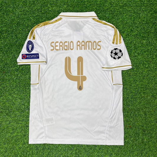 Sergio Ramos 2011-2012 Golden Font Jersey Soccer Shirt Trikot
