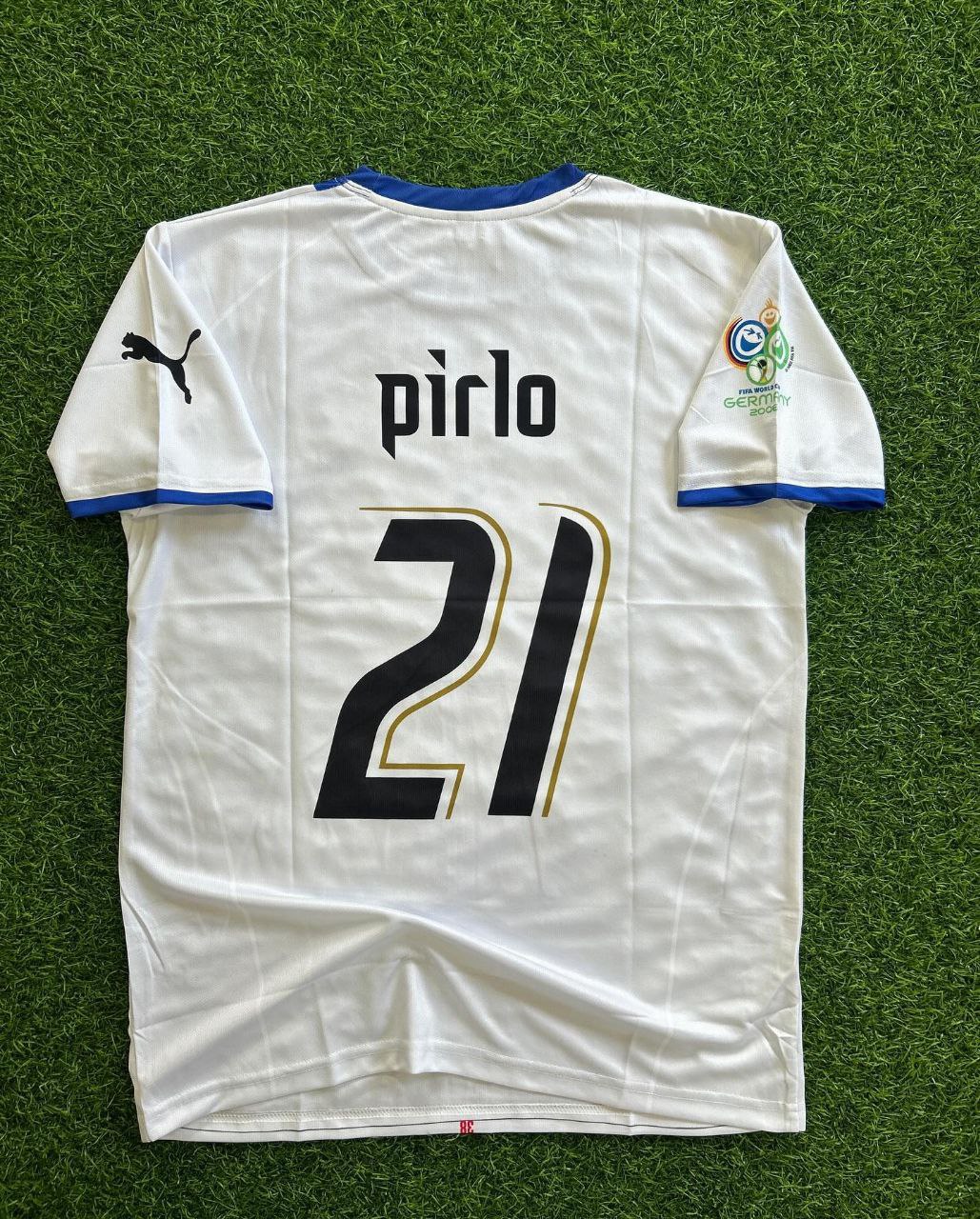 Andrea Pirlo Italy 2006 World Cup Germany Away White Retro Jersey