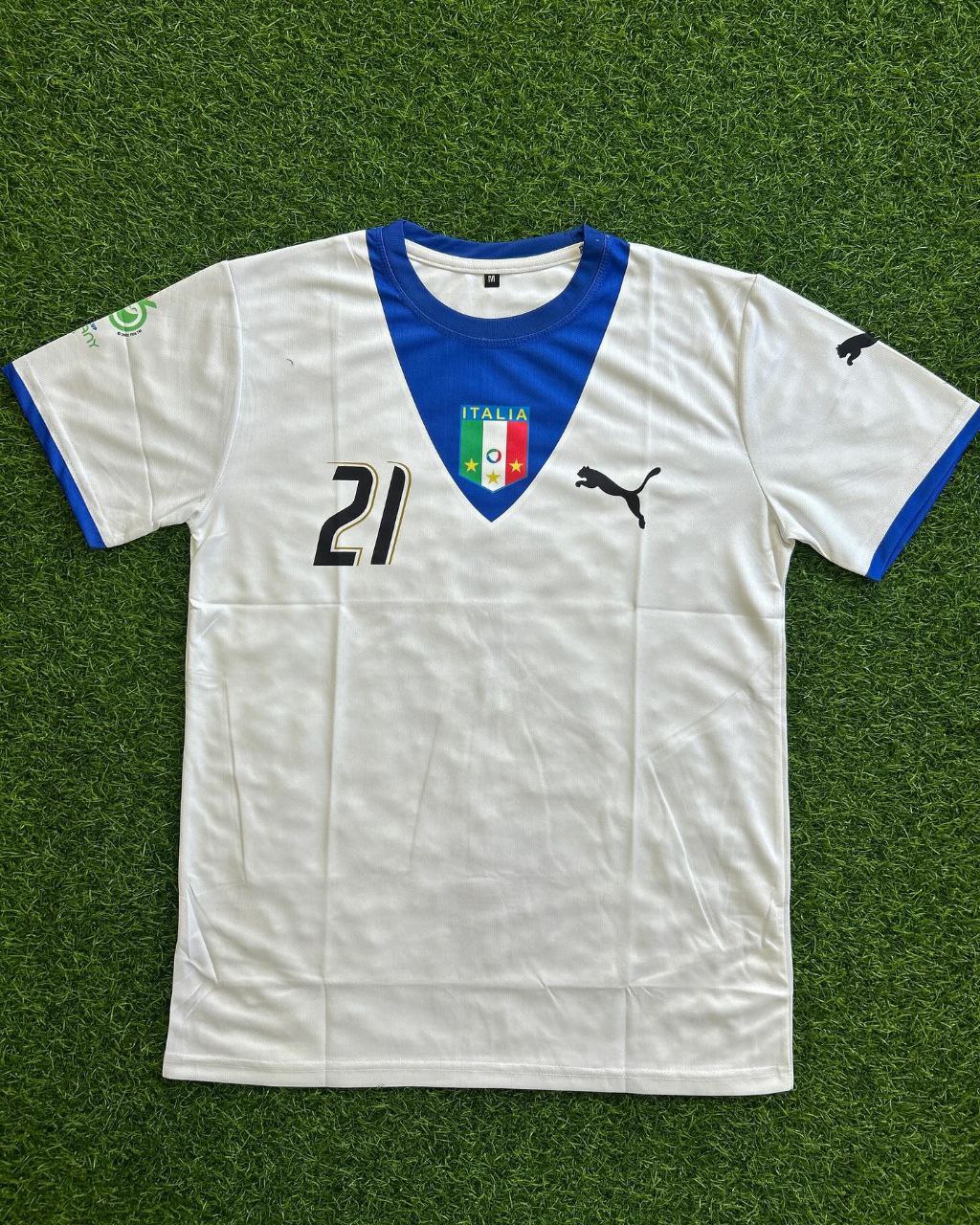 Andrea Pirlo Italy 2006 World Cup Germany Away White Retro Jersey