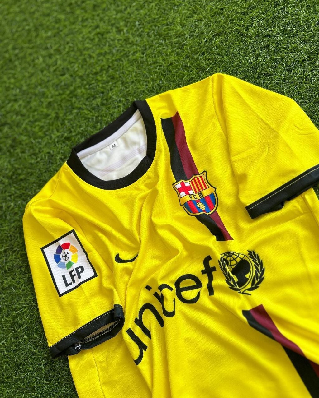 Gelbes Retro-Trikot von Lionel Messi 2008–09 Barcelona
