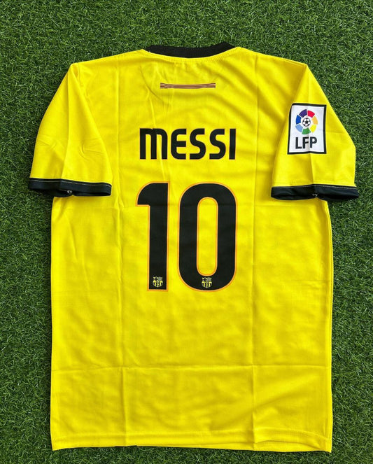 Gelbes Retro-Trikot von Lionel Messi 2008–09 Barcelona