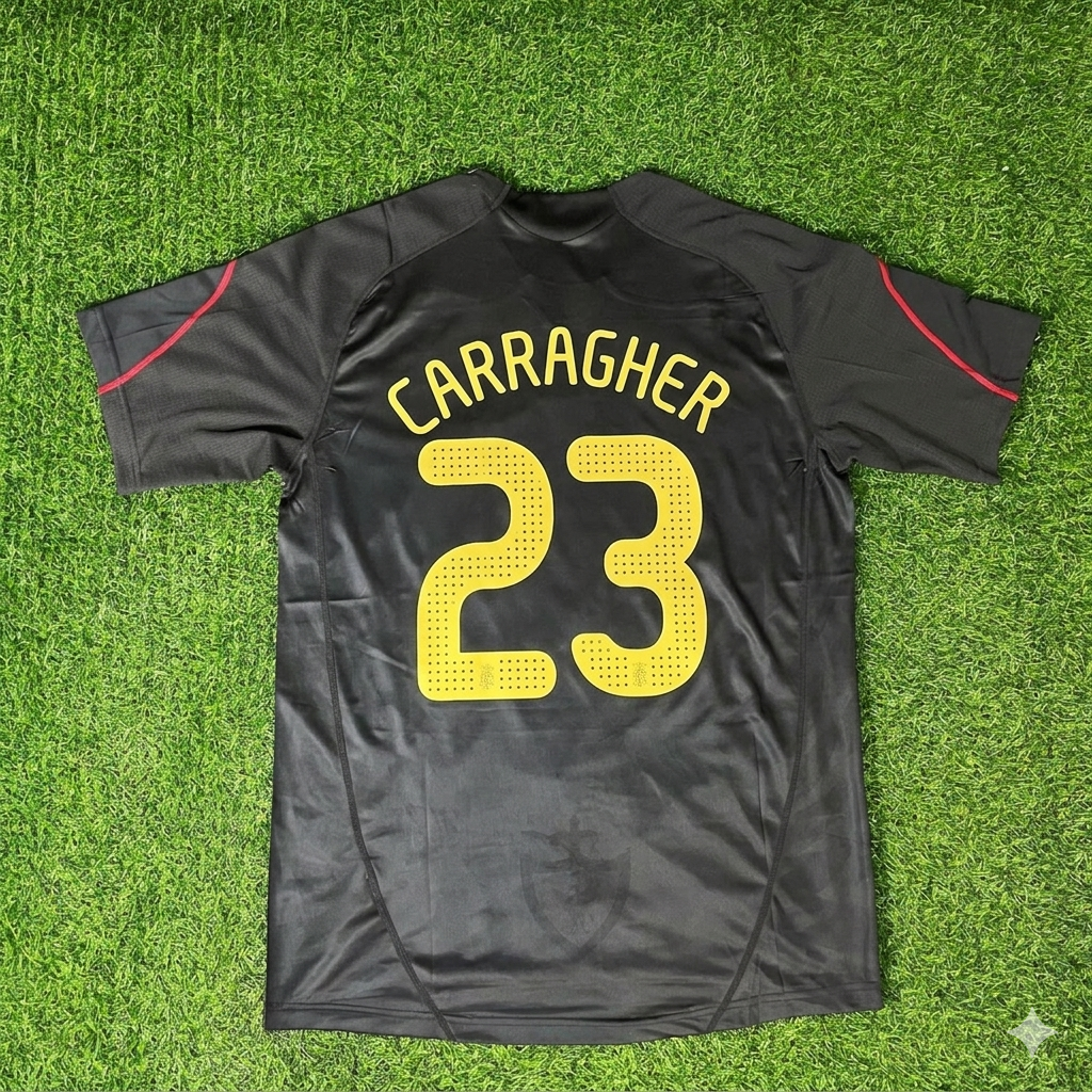 Jamie Carragher – Liverpool 2009-10 Black Retro Kit Jersey – | Trikot | Maillot Soccer Shirt
