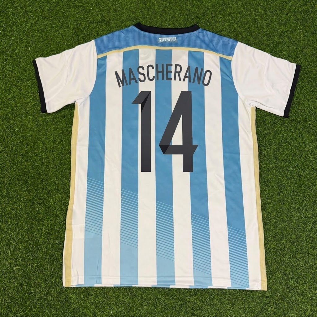 Javier Mascherano Argentina 2014 World Cup Home Retro Jersey Trikot Soccer Shirt