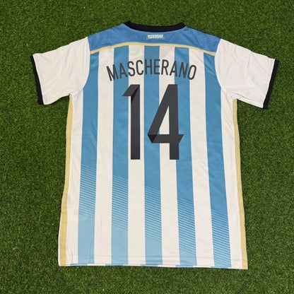 Javier Mascherano Argentina 2014 World Cup Home Retro Jersey Trikot Soccer Shirt