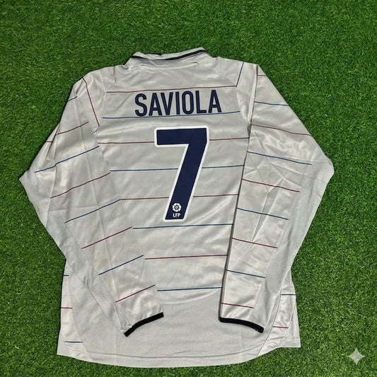 Javier Saviola #7 Barcelona 2003 2004 Away Long Sleeve Retro Football Jersey Kit