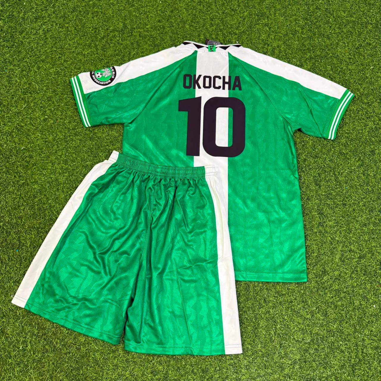 Jay-Jay Okocha 10 - Nigeria 1994 1996 Kids Retro Kit Jersey Maillot Trikot Soccer Shirt