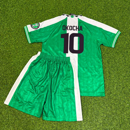Jay-Jay Okocha 10 - Nigeria 1994 1996 Kids Retro Kit Jersey Maillot Trikot Soccer Shirt