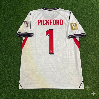 Jordan Pickford #1 England Goalkeeper 2026 World Cup Home White Football Jersey