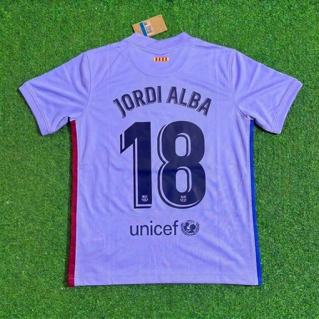 Jordi Alba #18 Barcelona 2021-22 Season Retro Jersey Trikot Soccer Shirt