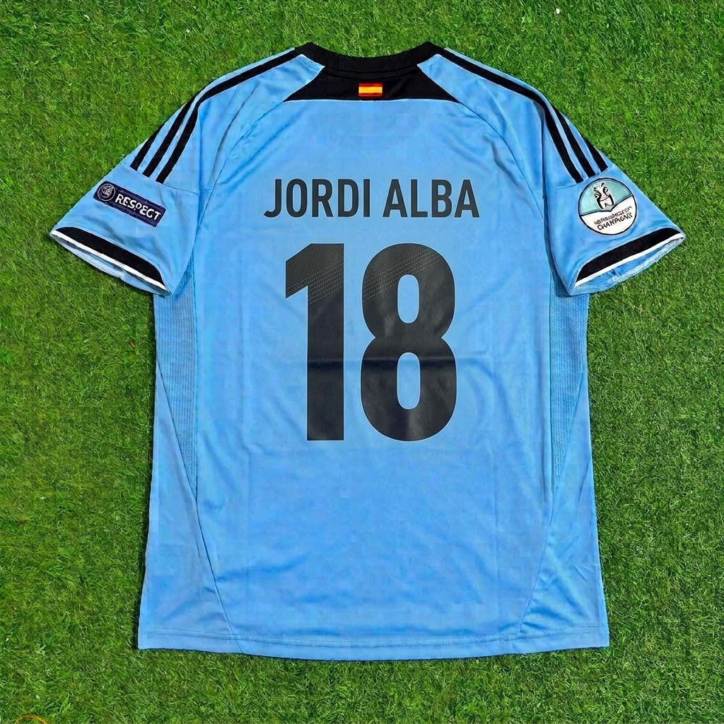 Jordi Alba Spain EURO 2012 Final Retro Football Jersey Kit