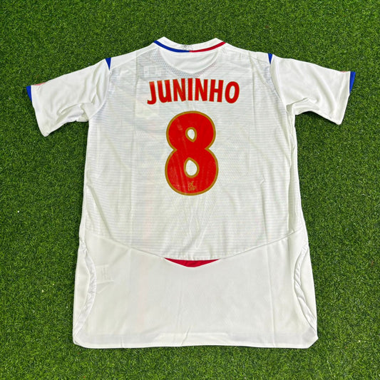 Juninho Pernambucano Olympique Lyonnais 2008–2009 Home White Retro Football Jersey Kit