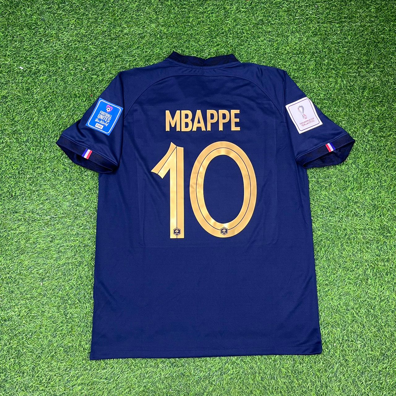 Kylian Mbappe France 2022 World Cup Final Retro Jersey Maillot Trikot Soccer Shirt