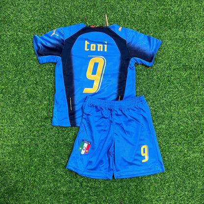 Luca Toni 9 - Italy 2006 World Cup Final Retro Kids Jersey Maillot Kinder Trikot Maglia Soccer Shirt