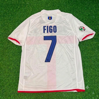 Luis Figo #7 Inter 2007- 2008 Season Away White Red Retro Jersey Trikot Maillot Maglia Soccer Shirt