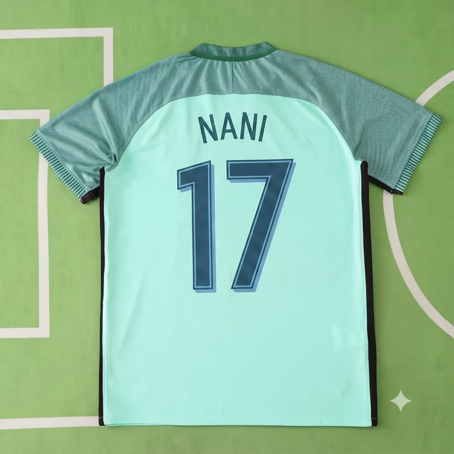 Luis Nani Portugal EURO 2016 Green Retro Football Jersey