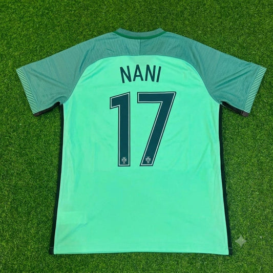 Luis Nani Portugal EURO 2016 Green Retro Football Jersey Trikot Maillot