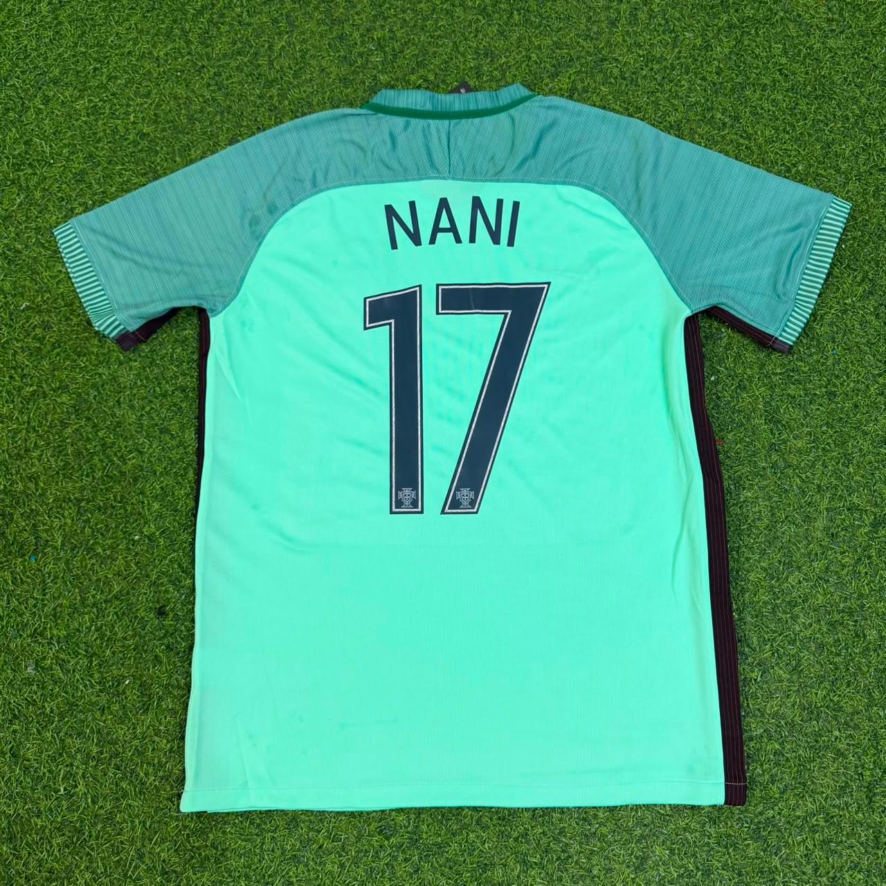 Luis Nani Portugal EURO 2016 Green Retro Football Jersey Trikot Maillot